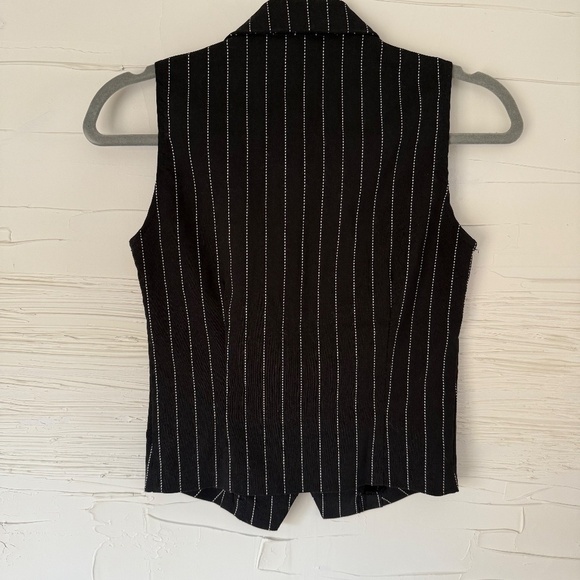 RARE FIND! Vintage Garage Clothing Black Pinstriped Collared Vest - Size Small - Picture 4 of 7